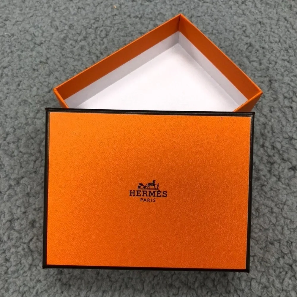 Authentic Hermes Orange Gift Box Empty Rectangle 4.25x3.25x1 Small Storage